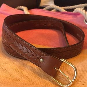 Men’s Made In Italy Leather Chevron CM 125 Brass Buckle Belt